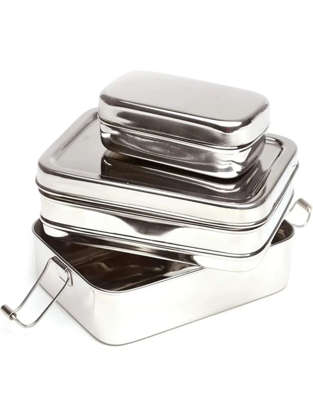 Three-in-One Stainless Steel Bento Box - 31 oz, Eco-Friendly, Nesting Design